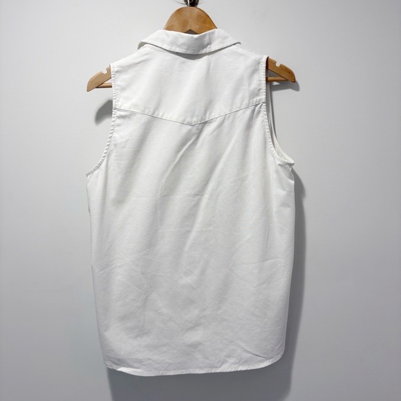 Tuckernuck White Linen Blend Sleeveless Top Vest Waistcoat Size Large Buttons Up - Picture 2 of 11